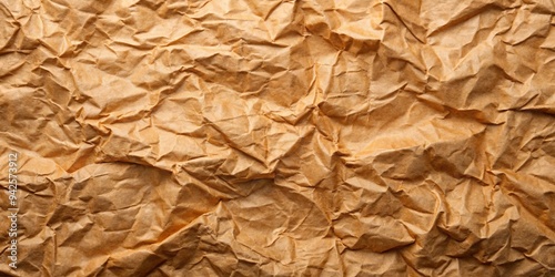 Close up of brown crumpled paper background texture with wrinkled and textured surface