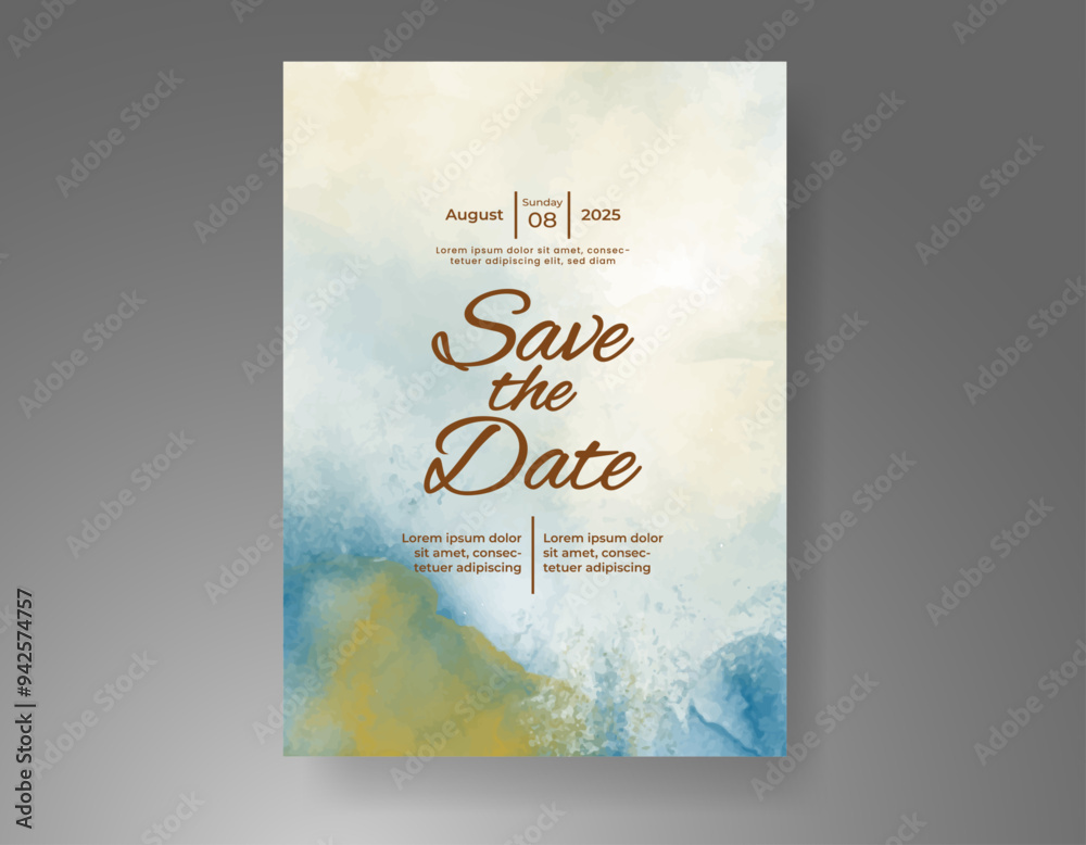 Wedding invitation with Abstract splashed watercolor background Wedding invitation with Abstract splashed watercolor background