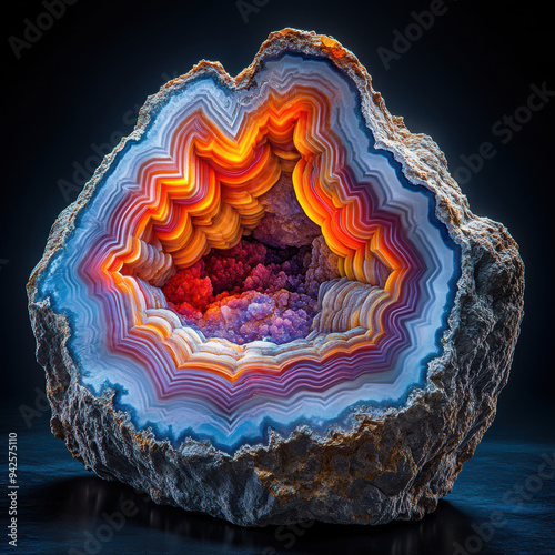 vibrant agate formations. AI generative. photo