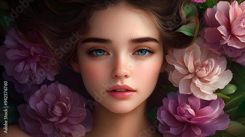 Portrait of a young woman w...