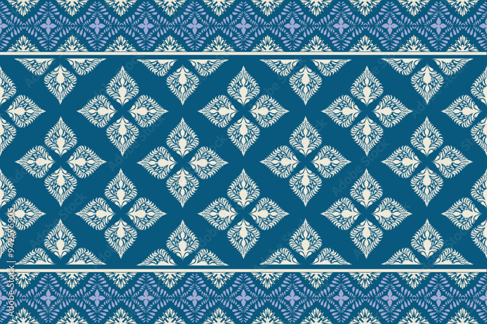 Tribal, ethnic damask pattern fabric, elegant pattern designs woven fabric. Pattern motif, flora, geometric, texture design for wallpaper, wrapping, clothing damask design fabrics decor green color.