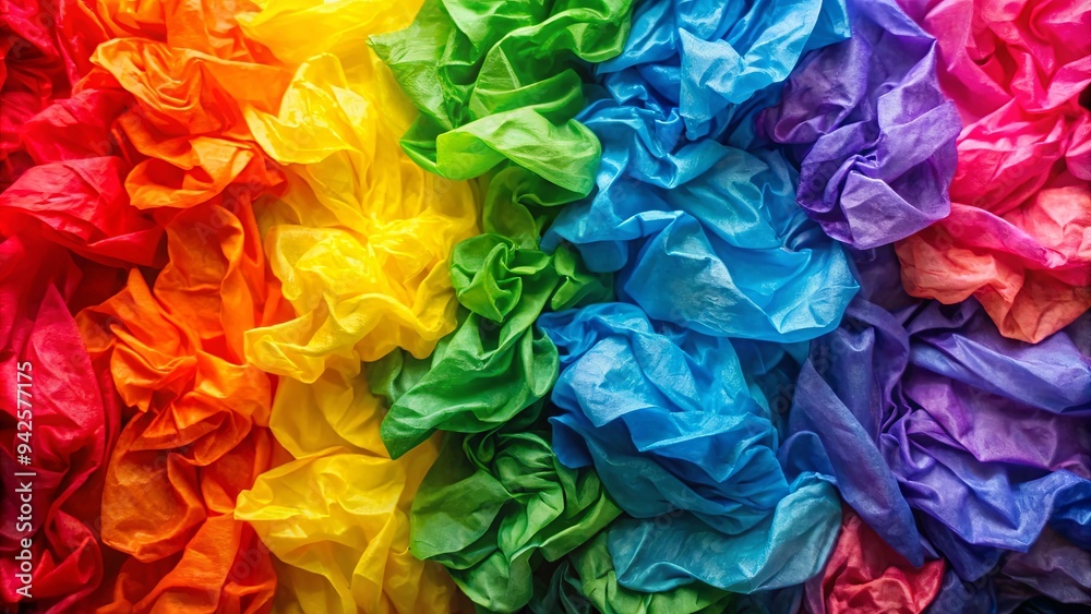 Vibrant and colorful abstract texture of rainbow tissue paper art Vibrant and colorful abstract texture of rainbow tissue paper art