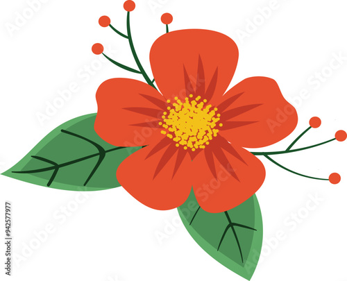 Spring Flower Flat Sticker Design