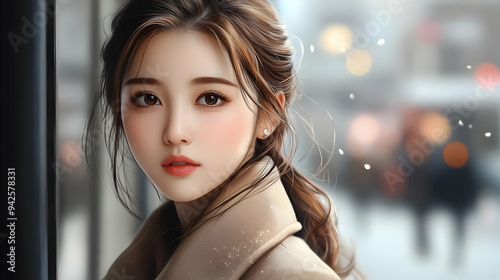 Portrait of a young woman w...