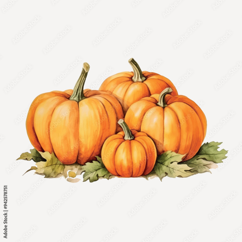 Autumn pumpkins watercolor illustration Autumn pumpkins watercolor illustration