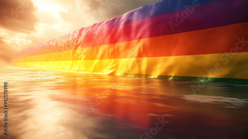 Rainbow flag stands tall ag...