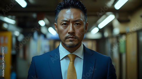 Serious businessman in blue...