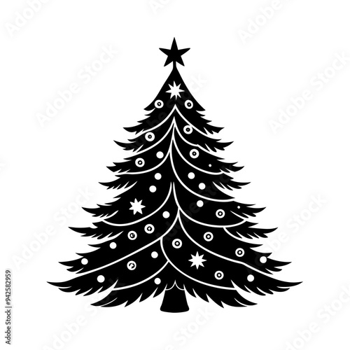 Christmas tree silhouette vector, christmas tree Vector