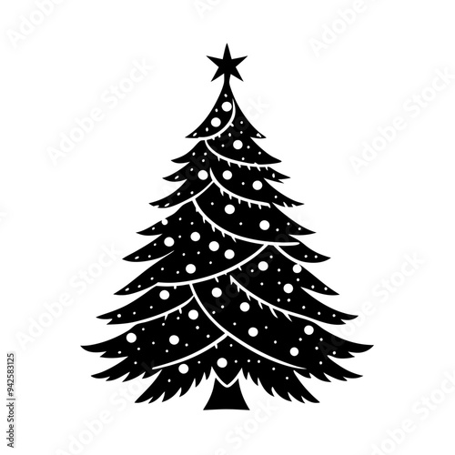 Christmas tree silhouette vector, christmas tree Vector