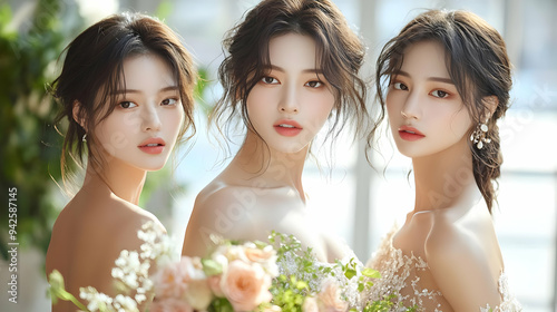 Three beautiful women in we...