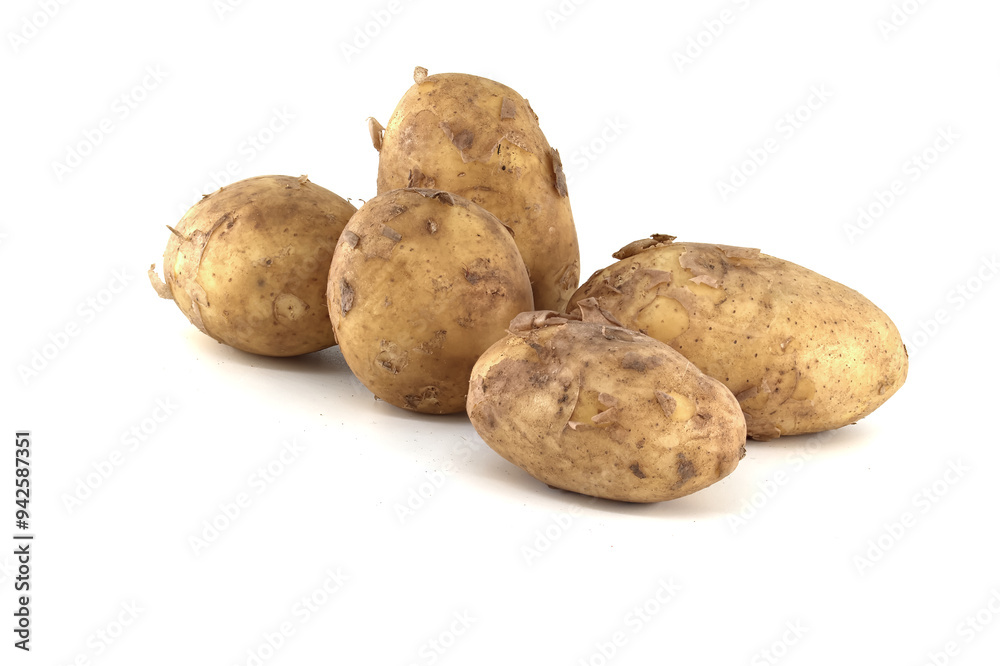 Early season potatoes isolated on white background Early season potatoes isolated on white background