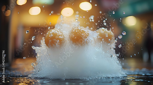 Three yellow objects splash...