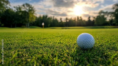 A picture of a golf ball lying on the grass next to the tee, not ready for playing