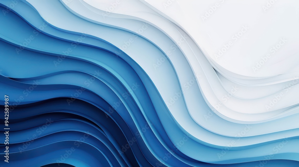 Abstract Blue and White Wavy Pattern - Modern Fluid Art Design with Smooth Gradient Curves Abstract Blue and White Wavy Pattern - Modern Fluid Art Design with Smooth Gradient Curves
