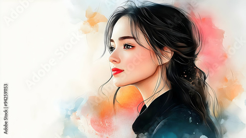 Watercolor portrait of a be...