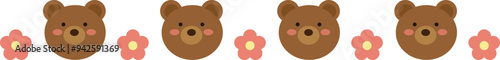 Cute bear brown border decoration illustration