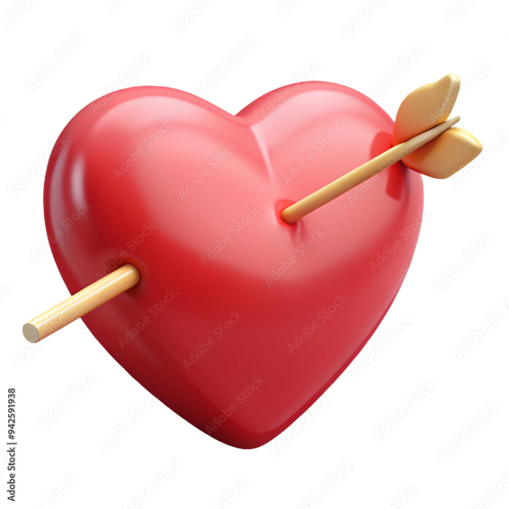 heart with arrow 3d cartoon style illustration heart with arrow 3d cartoon style illustration