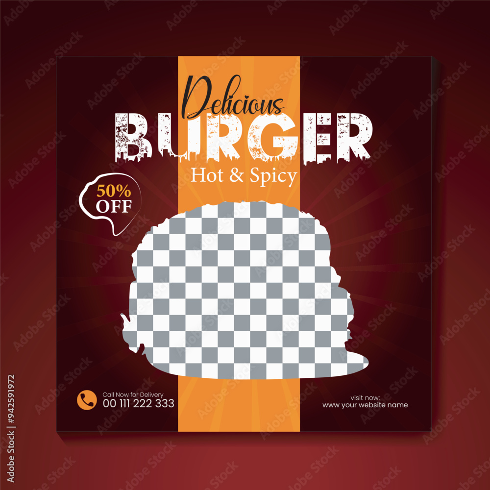 Fast Food Restaurant Social Media Post Design Template. pizza and vegetable burger Delicious meal for Restaurant. Fast Food Restaurant Social Media Post Design Template. pizza and vegetable burger Delicious meal for Restaurant.