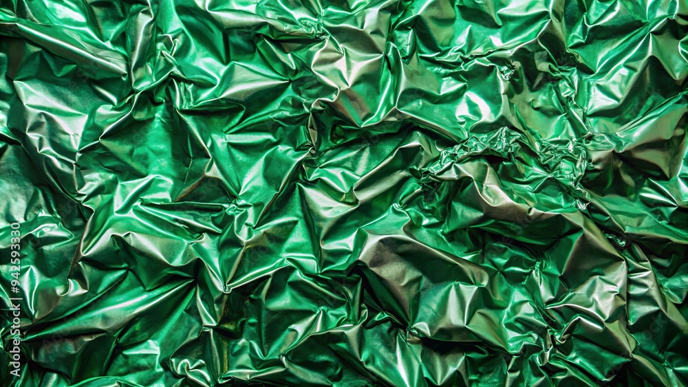 Green crumpled metal foil texture for abstract metallic background, shiny aluminum material surface Green crumpled metal foil texture for abstract metallic background, shiny aluminum material surface