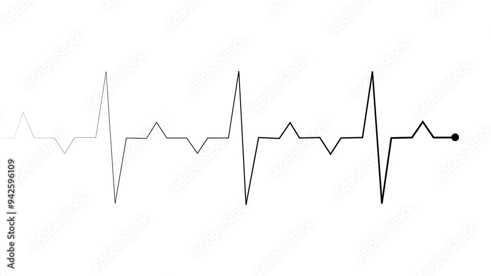 Abstract heart rate monitor, ECG graph, patient pulse , cardiogram, black color right direction 4k illustration on white background. Abstract heart rate monitor, ECG graph, patient pulse , cardiogram, black color right direction 4k illustration on white background.