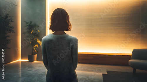 Woman standing in a modern ...