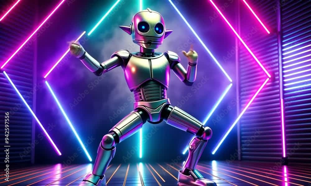 dancing robot cyborg woman