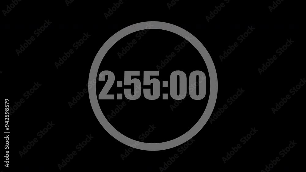 3 Minute countdown timer in a circle. Gray numbers on black background. 3 minute countdown. Digital countdown. 4K motion count down timer. 3 Minute countdown timer in a circle. Gray numbers on black background. 3 minute countdown. Digital countdown. 4K motion count down timer.
