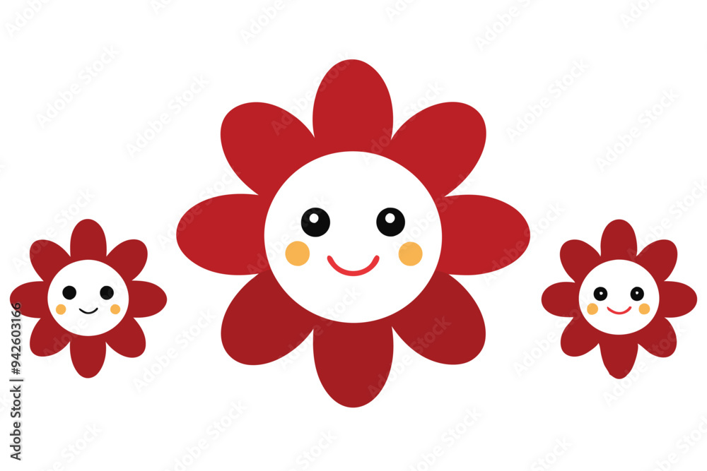 Charming Daisy with Smiling Face and Bright Petals in Cartoon Style Charming Daisy with Smiling Face and Bright Petals in Cartoon Style