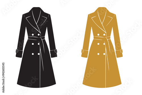 Women Long Suit or Coat or Jacket silhouette Illustration