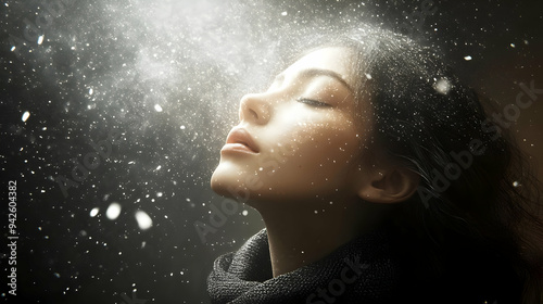 Woman's face with closed ey...