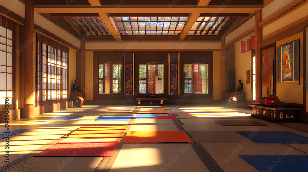 Japanese style dojo interior design and empty space ornaments Japanese style dojo interior design and empty space ornaments