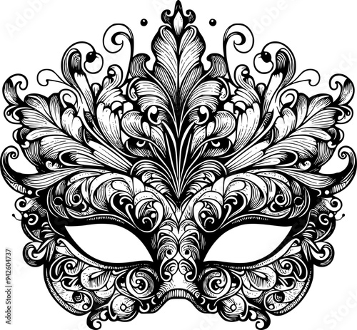 carnival mask on black, masquerade mask on black, Vector Illustration. mardi gras carnival mask.