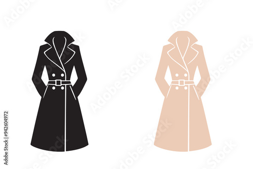 Women Long Suit or Coat or Jacket silhouette Illustration