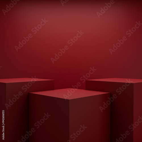 abstract luxury red podium stage, 3d rendering