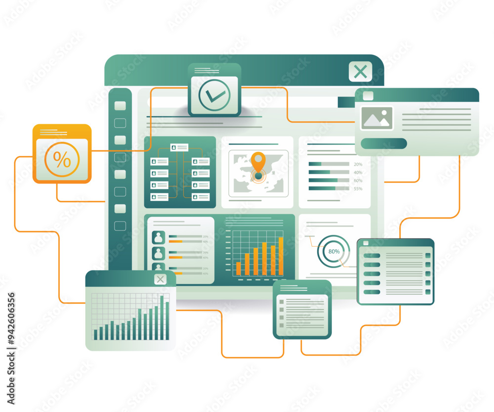 A computer screen displaying icons and data A computer screen displaying icons and data