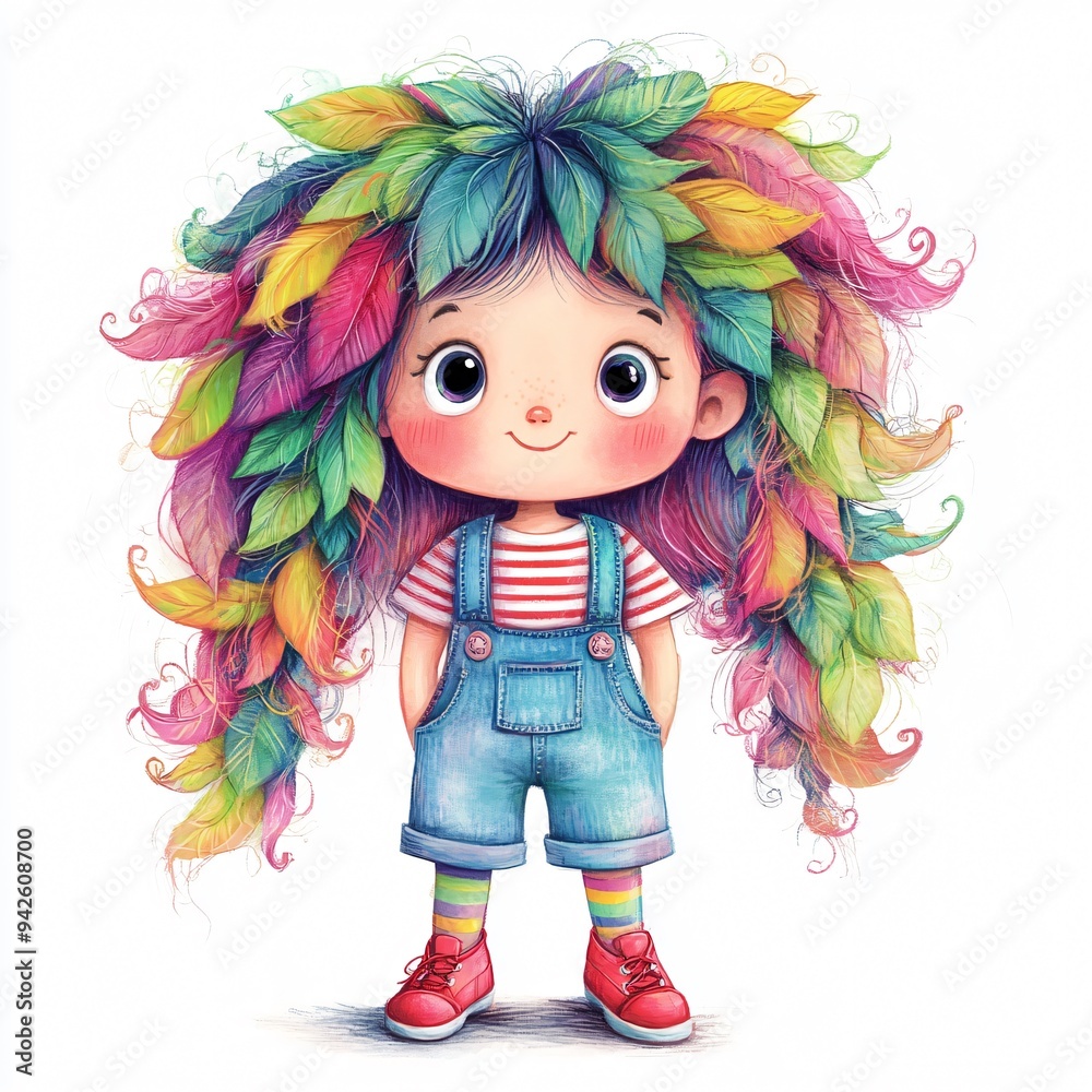 Whimsical quirky leaves girl Whimsical quirky leaves girl