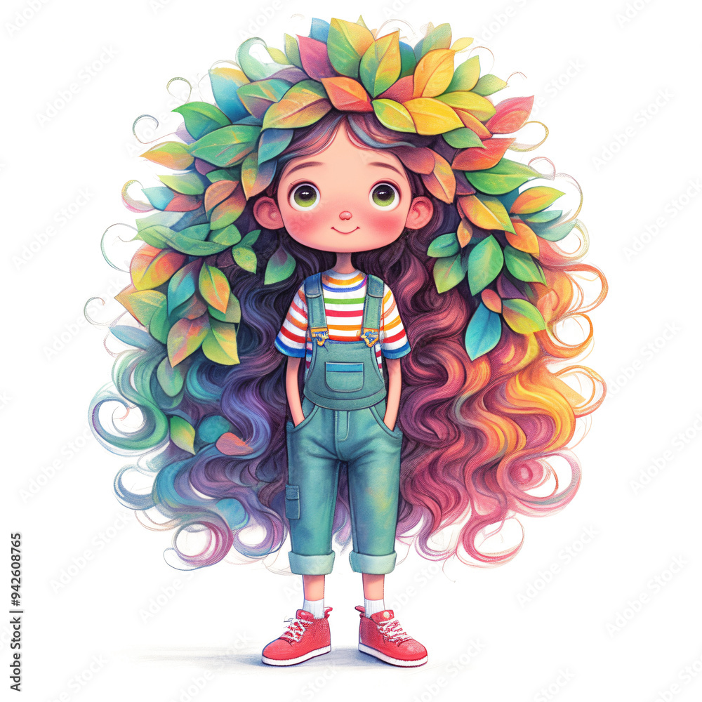 Whimsical quirky leaves girl Whimsical quirky leaves girl