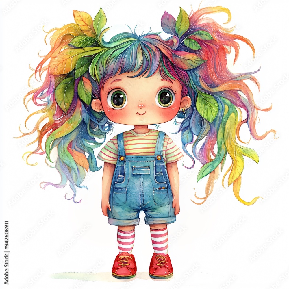Whimsical quirky leaves girl Whimsical quirky leaves girl