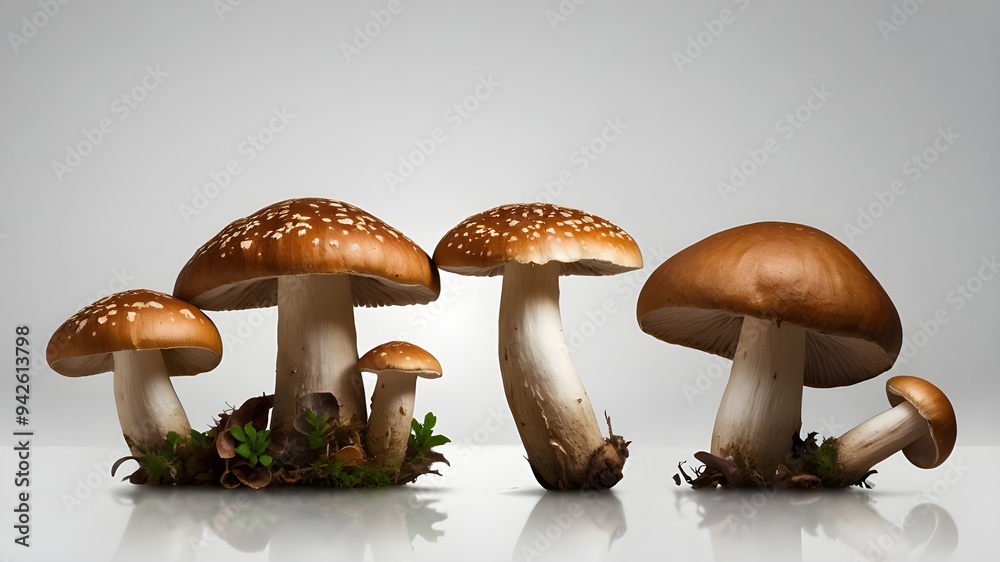 Porcini Mushroom Collection, Vector Design, Isolated on White, EPS 10 Illustration