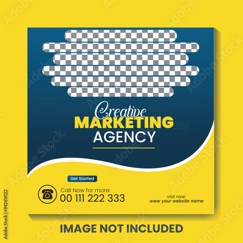 Digital marketing agency corporate social media instagram post.  Editable square banner post for Business promotion, Business Growth, Advertising, Marketing Solutions.