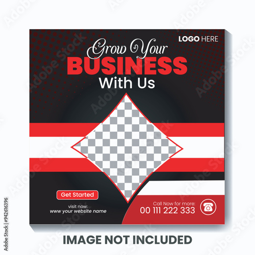 Digital marketing agency corporate social media instagram post.  Editable square banner post for Business promotion, Business Growth, Advertising, Marketing Solutions.