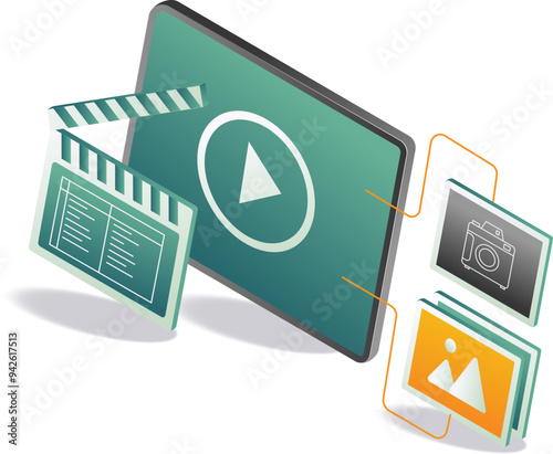 A vector illustration of video editing software interface