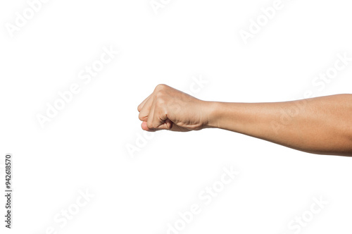Male clenched fist, isolated on a white background. Clipping Path