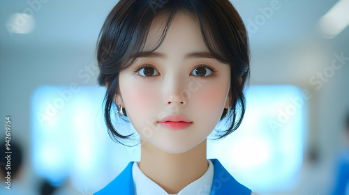 Young woman with dark hair ...