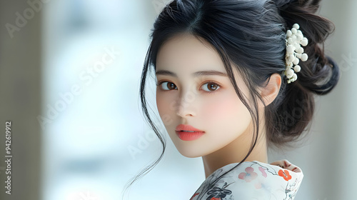 Young woman with dark hair ...