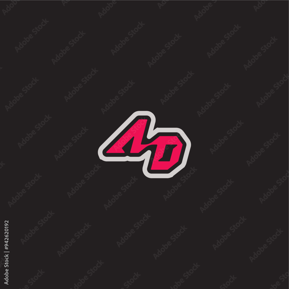 dynamic line monogram logo cool esport concept AD bold sporty gaming style letter dynamic line monogram logo cool esport concept AD bold sporty gaming style letter