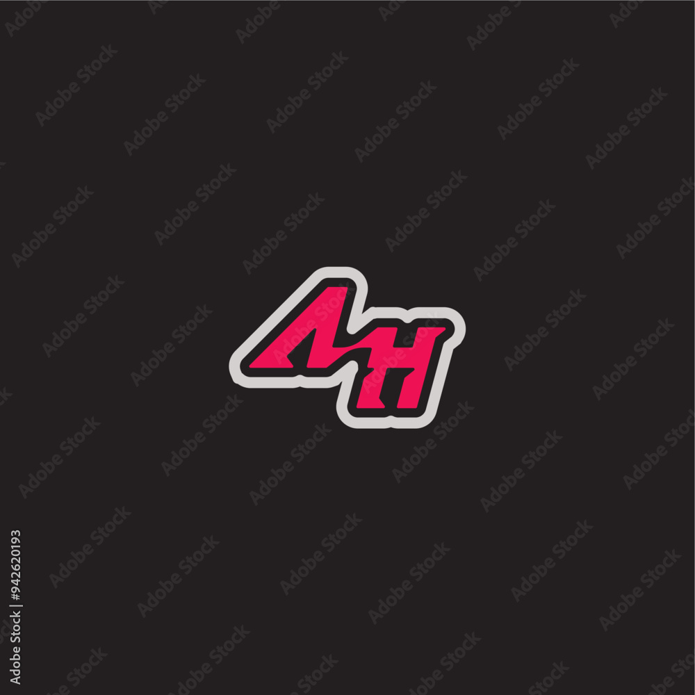 dynamic line monogram logo cool esport concept AH bold sporty gaming style letter dynamic line monogram logo cool esport concept AH bold sporty gaming style letter