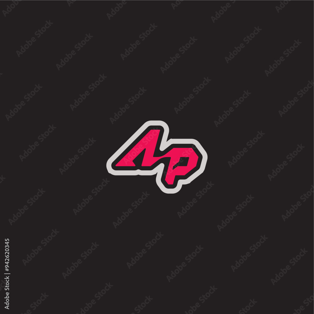 dynamic line monogram logo cool esport concept AP bold sporty gaming style letter dynamic line monogram logo cool esport concept AP bold sporty gaming style letter