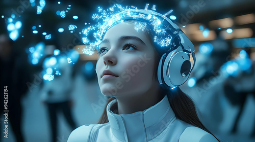 Young woman with headphones...