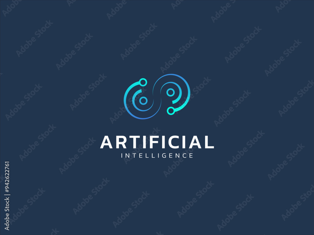 Artificial intelligence with circle twisted infinity technology Analysis logo vector design concept. AI technology logotype symbol for advance technology, tech company, ui, online network, automation. Artificial intelligence with circle twisted infinity technology Analysis logo vector design concept. AI technology logotype symbol for advance technology, tech company, ui, online network, automation.